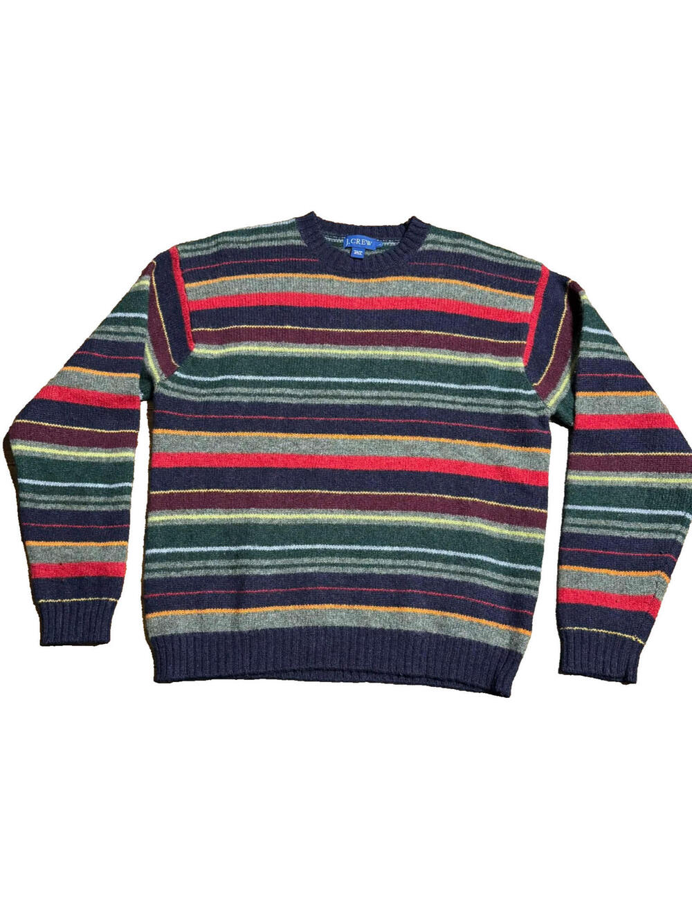 J. Crew Oarsman Sweater Men's L Multi Color Striped Wool Knit Pullover VTG 90's